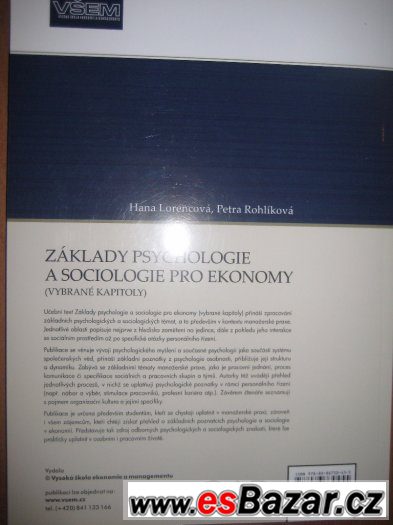 Základy psychologie a sociologie pro ekonomy, VŠEM. – fotografie 4