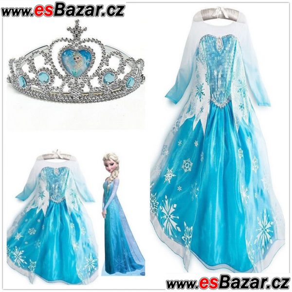 Set 1 - FROZEN-Ledové království. (šaty + korunka) - vel 100 – fotografie 1