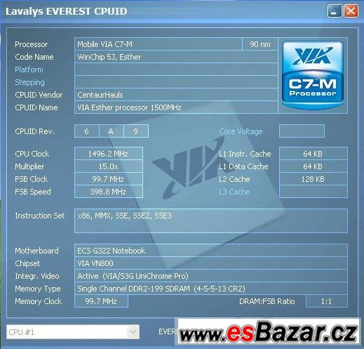 Notebook ECS G322 – fotografie 1