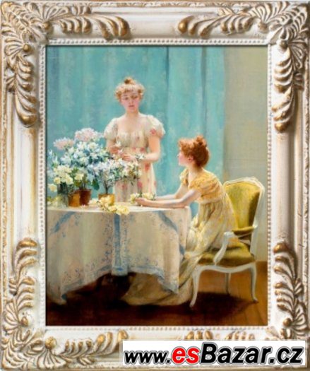 Olej na plátně-bohatě zdobený rám 320x270mm -3- reprodukce – fotografie 1