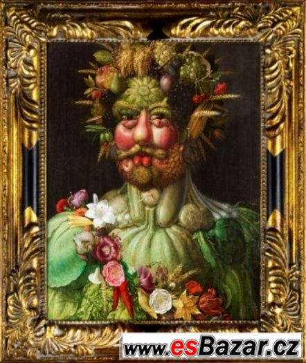 Olej na plátně-bohatě zdobený rám 320x270mm -4- reprodukce – fotografie 1