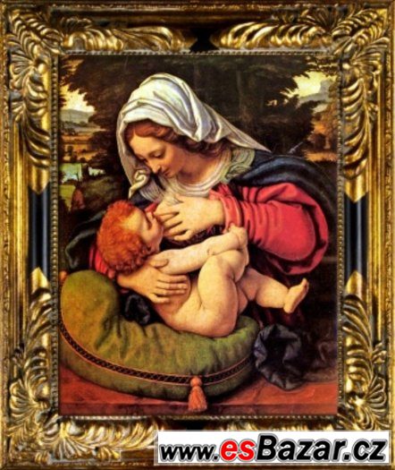 Olej na plátně,bohatě zdobený rám 310x260mm -15- reprodukce – fotografie 1