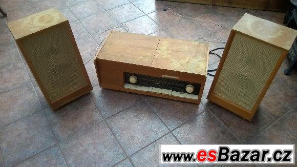 Rádio s gramofonem + 2 reprobedny – fotografie 1