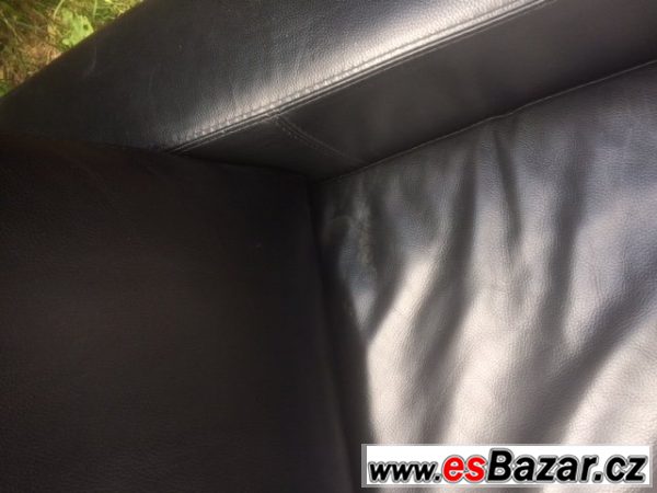 Kožená sedačka, černá, trojmístná – fotografie 5