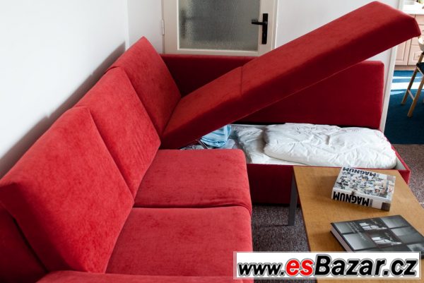 Červená sedačka do L s bobkem – fotografie 2
