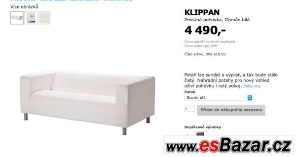 Bílá sedačka Klippan  – fotografie 1