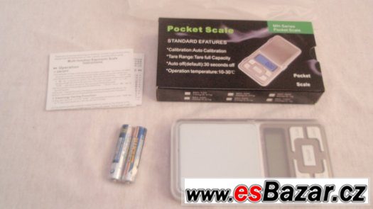 Kapesní digitalní váha přenosna 0.1g / 500g +3 baterie, nová – fotografie 1