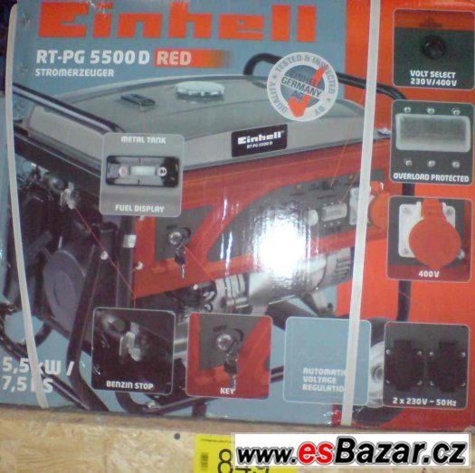 Generátor benzín, 2x220V+380V,  5,5kW, nepoužitý-velká sleva – fotografie 3