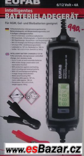 Autonabíječka intelig., 6+12V - 4A, vys.kvalita, nové nepouž – fotografie 1