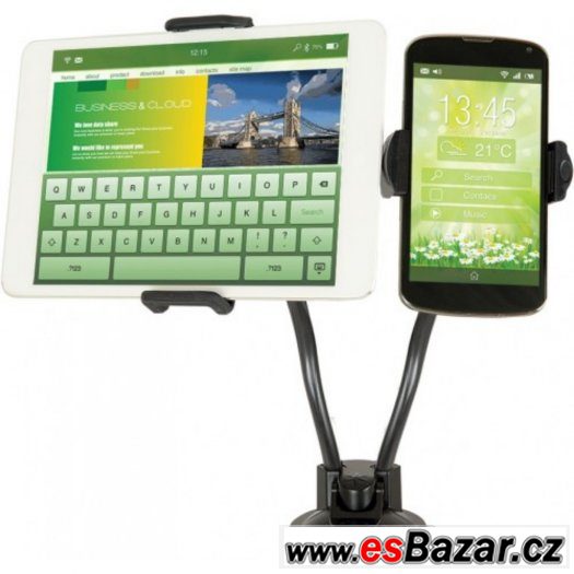 Držák 2v1 do auta pro tablet a telefon stojan na sklo, nový – fotografie 1