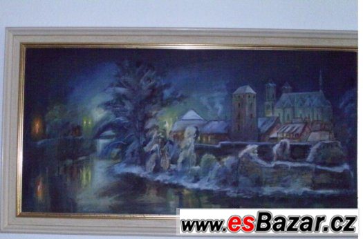 obraz malovany na platne+ram,olejomalba,levne 270x70 cm – fotografie 1