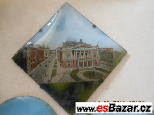 3x STARÝ 80-100LET- SKLENĚNÝ OBRÁZEK-FOTOGRAFIE,BRNO,PRAHA – fotografie 3