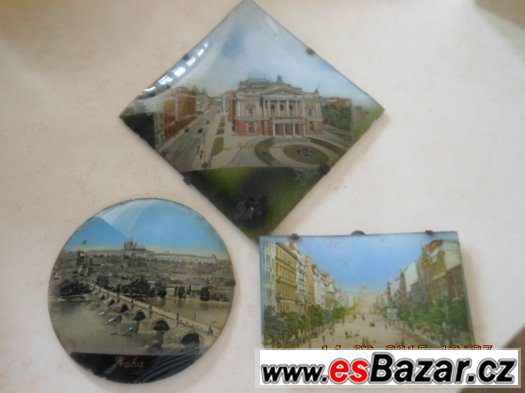 3x STARÝ 80-100LET- SKLENĚNÝ OBRÁZEK-FOTOGRAFIE,BRNO,PRAHA – fotografie 5