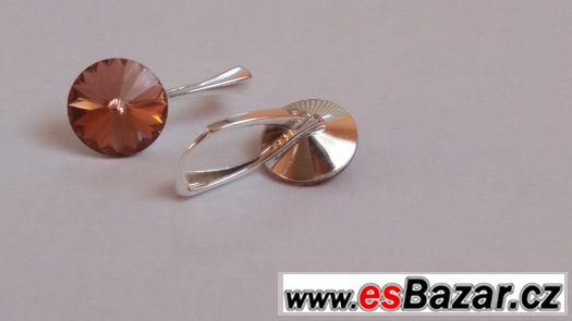 Stříbrné náušnice se Swarovski Rivoli, b. rose, 12 mm, nové – fotografie 2