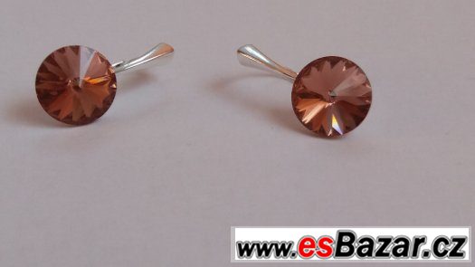 Stříbrné náušnice se Swarovski Rivoli, b. rose, 12 mm, nové – fotografie 3