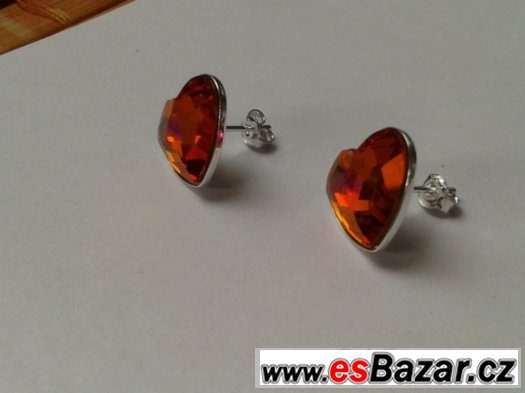 Stříbrné náušnice se Swarovski Heart, 14 mm, nové – fotografie 3