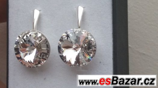 Stříbrné náušnice se Swarovski Rivoli, crystal, 16 mm, nové – fotografie 1