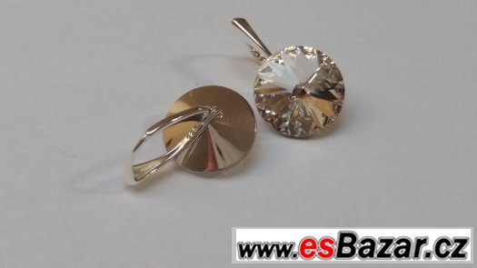 Stříbrné náušnice se Swarovski Rivoli, crystal, 16 mm, nové – fotografie 3