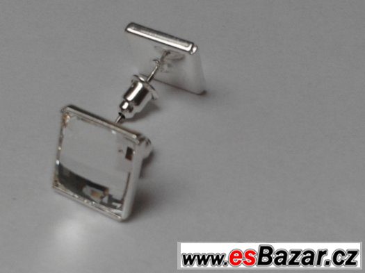 Stříbrné náušnice se Swarovski Chessboard, nové – fotografie 2