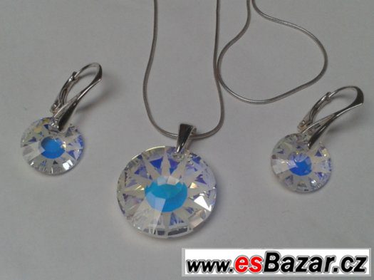 Stříbrný set se Swarovski Sun Pendant, nový – fotografie 1