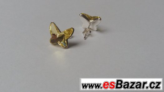 Stříbrné náušnice se Swarovski Butterfly, 12 mm, nové – fotografie 1