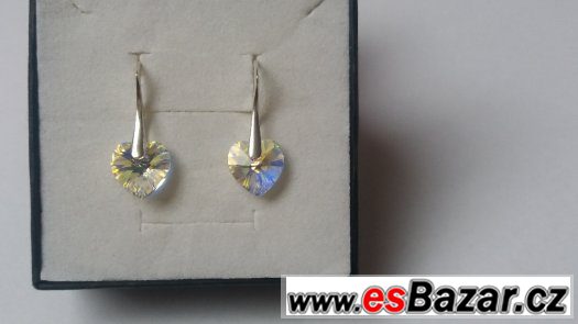 Stříbrné náušnice se Swarovski Heart, 10 mm, nové – fotografie 1