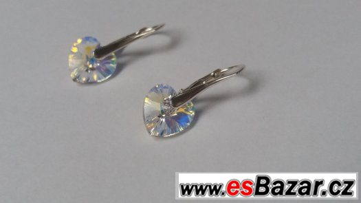Stříbrné náušnice se Swarovski Heart, 10 mm, nové – fotografie 2