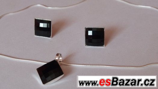 Úžasný stříbrný set se Swarovski Chessboard, nový – fotografie 3