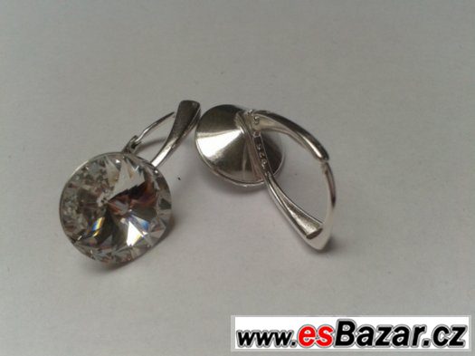 Stříbrné náušnice se Swarovski Rivoli, crystal, 12 mm, nové – fotografie 2