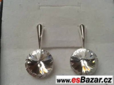 Stříbrné náušnice se Swarovski Rivoli, crystal, 12 mm, nové