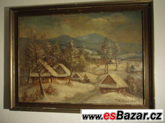 Obraz Zimní krajina s chalupami – fotografie 1