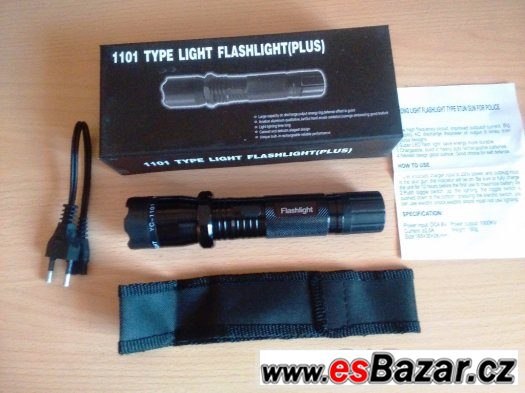 Elektrický paralyzér s CREE LED baterkou dosvit 200m – fotografie 1