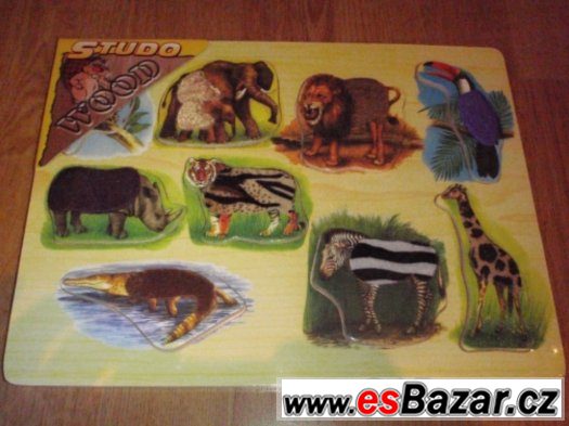 107 - Dřevěná vkládačka zvířátka SAFARI - NOVÉ, nerozbalené – fotografie 1