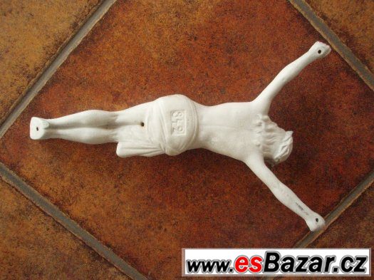 Kristus, starý kříž, starožitný porcelán, socha Krista. – fotografie 2
