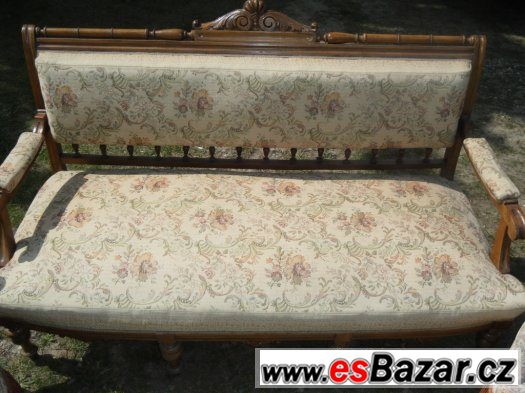 Starožitná sedačka sofa + křesla – fotografie 1