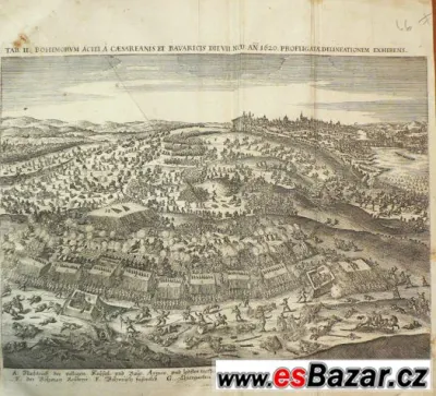 Bitva na Bílé hoře 1620, rytina z roku 1648 originál