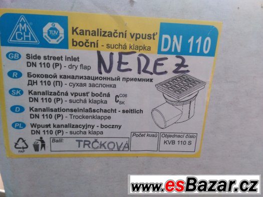 Kanalizační vpusť DN 110 nerez-nová – fotografie 1