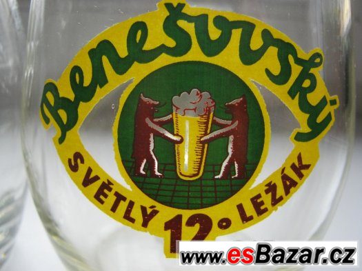 pivní půllitry 2ks staré Benešov Krušovice – fotografie 2