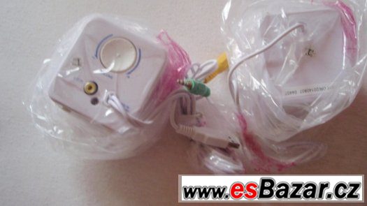 Stereo reproduktory 3,5 jack, napájení z USB bílé, nové – fotografie 4
