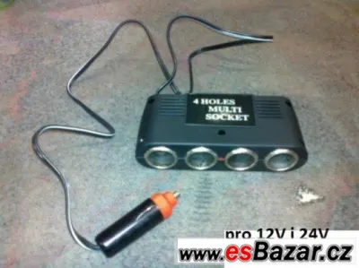 Rozdvojka a rozčtyřka na 12V/24V a zástrčka s vývodem USB