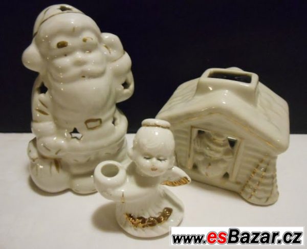 Porcelánové vánoční svícny / sošky – fotografie 1