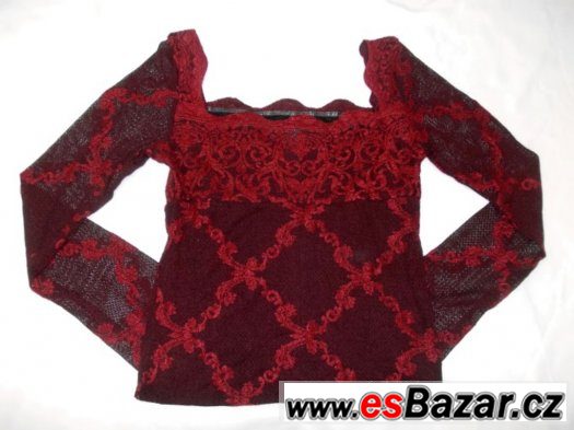 Dámské vínově červené triko MODA INTRANITONAL - M – fotografie 2