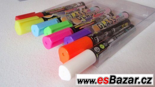 Fluorescenční popisovače sada, fixy na sklo, tabule, nové – fotografie 4