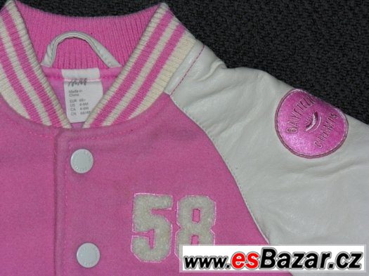 č.214 - Bunda růžovobílá H&M vel.68-74 – fotografie 3