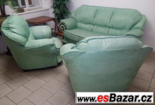 krásná kvalitní sedačka 3+1+1 zelená – fotografie 1