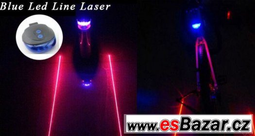 Modrou výstražnou LED svítilnu + červený laser na kolo – fotografie 4