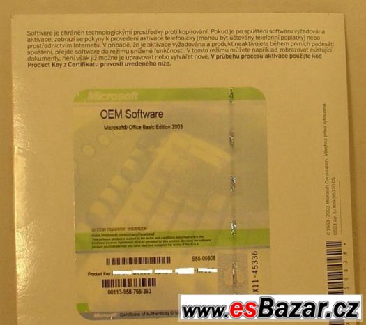 Originál MS Office 2003 Basic (Word, Excel) – fotografie 3