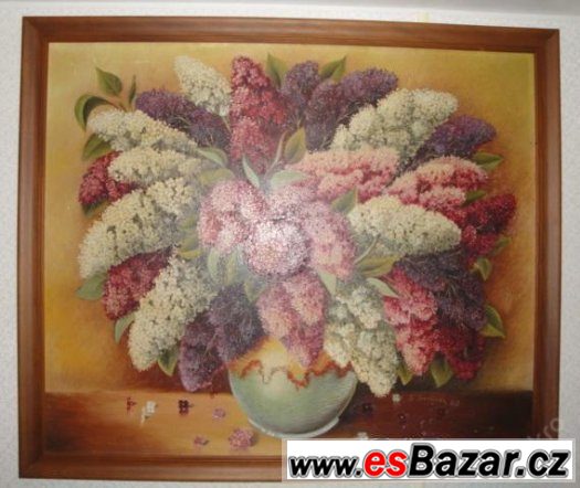 velký krásný obraz 90x105 cm KYTICE (olej-plátno) – fotografie 1