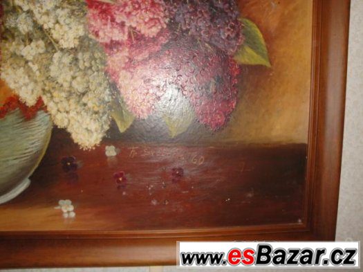 velký krásný obraz 90x105 cm KYTICE (olej-plátno) – fotografie 3
