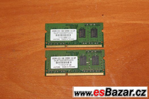 Operační paměť SO-DIMM DDR3 2x1GB 1333MHz – fotografie 1